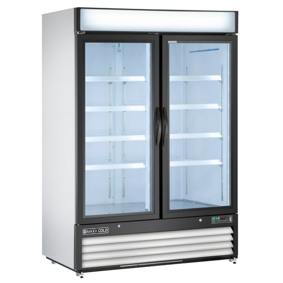 Maxx Cold Double Glass Door Ice Merchandiser Freezer, 54", 48 cu. ft. Capacity, in White