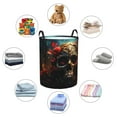 thumbnail image 4 of Rateoe Artistic Flower Butterfly Skull Pattern Round Laundry Hamper Basket, Tall Hamper Basket for Blanket Storage, Nursery Clothes Hamper for Laundry in Bedroom and College Dorm-Small, 4 of 6