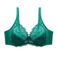 thumbnail image 5 of Bras for Women No Underwire No Padding Women's Push up Lace Bra, Underwire V-Neck Full Cover Bras Plus Size Support Unpadded Everyday Balconette Green 38/85E, 5 of 7