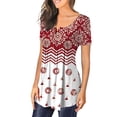 thumbnail image 3 of UTTOASFAY Women Blouses Plus Women Summer Printing Short Sleeves O-Neck Loose T-Shirt Blouse Tops Red S, 3 of 7