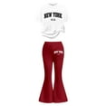 thumbnail image 3 of Kiijoy Girls New York Print Short Sleeve T-Shirt Flared Pants Outfit Set, Sizes 7-13, 3 of 4