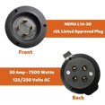 thumbnail image 3 of Enchufe MECMO NEMA L14-30 de 30 A, 125/250 V, con cubierta impermeable, 3 of 6