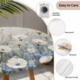 thumbnail image 3 of White Floral Round Tablecloth for 55-60 Inch Tables, Fitted Table Cover with Elastic Edge, Modern Farmhouse Oil Painting Plants Waterproof Outdoor Table Cloth Protector for Patio Garden Dinner Picnic, 3 of 9