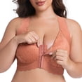 thumbnail image 2 of Riecok Womens Lace Front Closure Bras Plus Size Wireless Push Up Bralette Full Coverage Soft Everyday Bra Pink L, 2 of 8