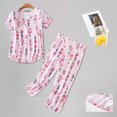 thumbnail image 2 of FUNDUFI Women Cotton Pajamas Set Short Sleeve Top Capri Pants Sleepwear Pyjamas Plus Size Soft Night-clothes, 2 of 6