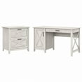 thumbnail image 1 of Bush Furniture Key West 54W Computer Desk with Storage and 2 Drawer Lateral File Cabinet in Linen White Oak, 1 of 6