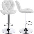 thumbnail image 2 of Topeakmart 2pcs Adjustable PU Leather Swivel Bar Stools with Backrest, White, 2 of 7