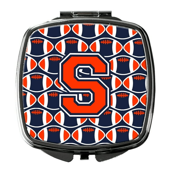 Letter S Football Orange Blue and white Compact Mirror CJ1066-SSCM