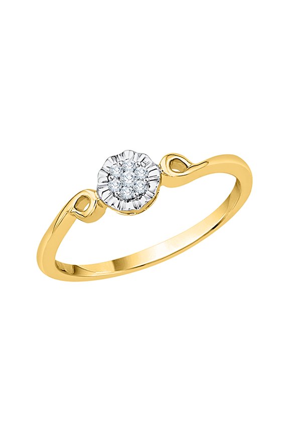 Diamond Cluster Fashion Ring in 14K Yellow Gold (1/20 cttw, I-J, I1-I2) (Size-7)