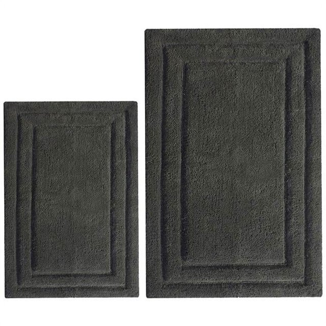 Benzara CHN-CHB015-6 Classic Bath Rug Set, Platinum Gray - 2 Piece