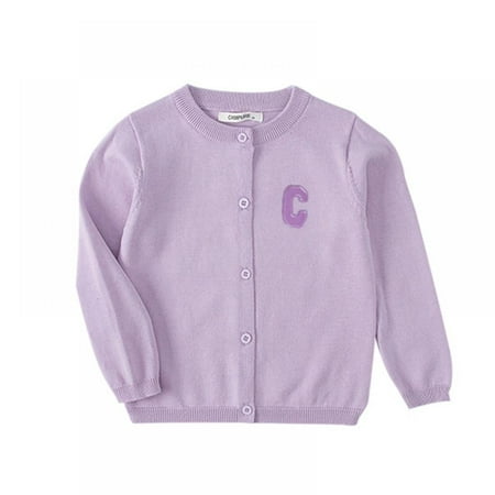

Monfince Toddler Girl s Crewneck Lightweight Button-up Cardigan Cotton Knit Sweater Casual Cute Outerwear Purple 3T