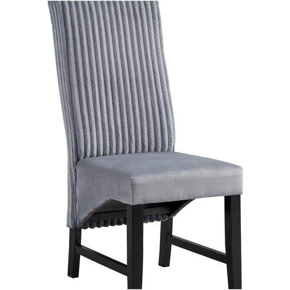 Gray and Black Corduroy Upholstered Side Chair Set of 2 for Dining Room Modern Decor