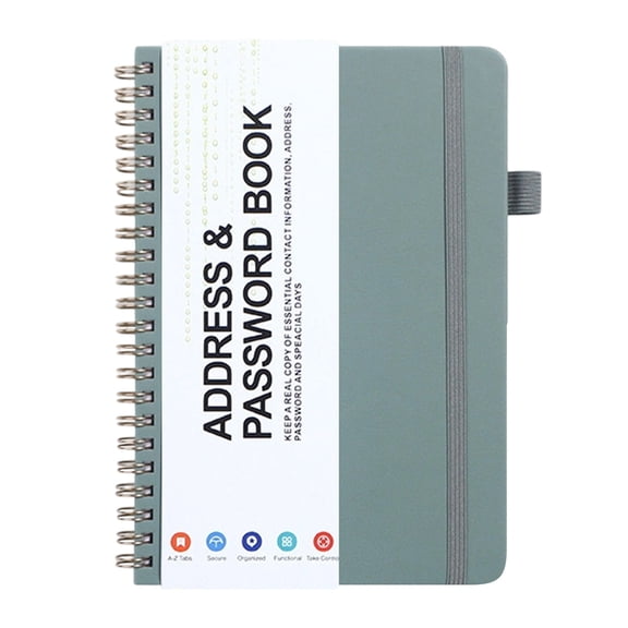 Spiral Address Book with Alphabetical Tabs, Leather Password Book, Address Organizer Telephone Notebook Journal Keep Contact Safe Hardcover Large Print for Seniors Home Office 7.7"x5.6"