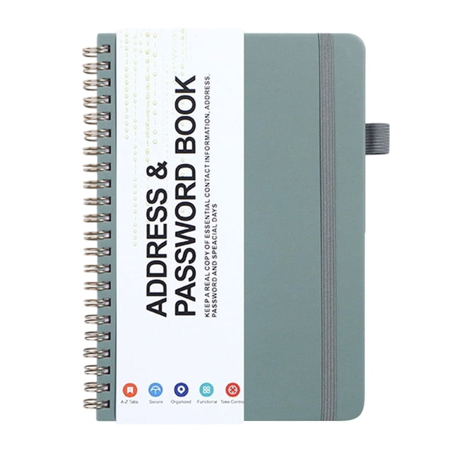 Spiral Address Book with Alphabetical Tabs, Leather Password Book, Address Organizer Telephone Notebook Journal Keep Contact Safe Hardcover Large Print for Seniors Home Office