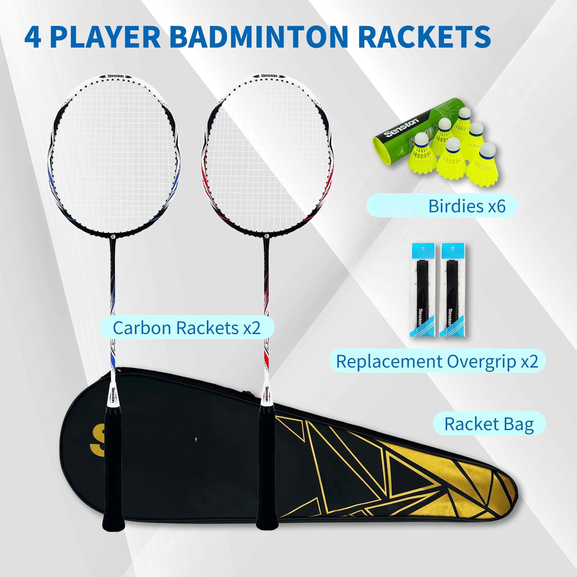 Carbon Composite Badminton Rackets For Beginners - Complete 2-player Kit With Bag | Lightweight & Easy To Use Backyard  Park Indoor Outdoor Play
