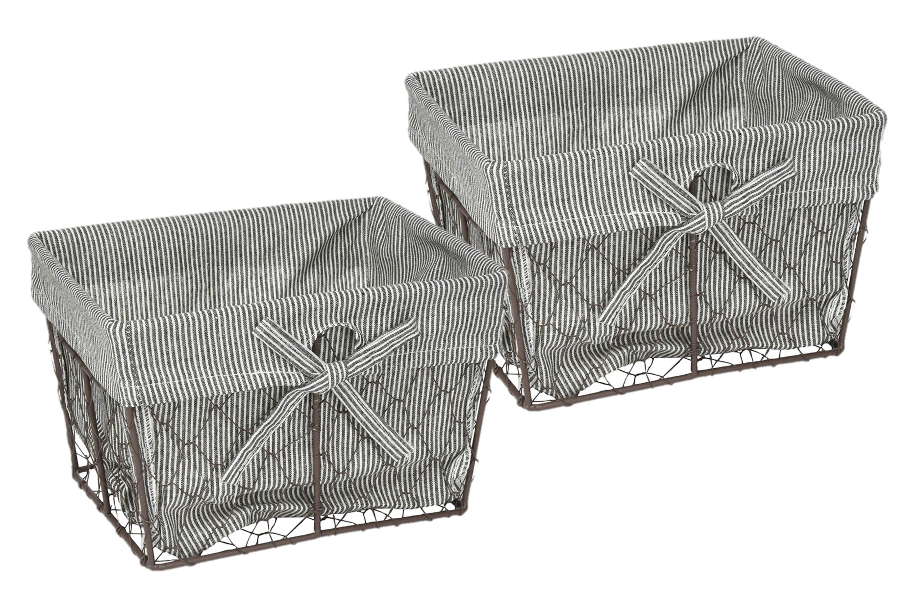 Dii Vintage Chicken Wire Basket Removable Fabric Liner Set Of 2