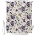 thumbnail image 2 of Shower Curtains for Bathroom, Spring Botanical Waterproof Fabric Shower Curtain, Watercolor Purple Floral Leaf Vintage Beige Decorative Bathroom Curtain for Bathtub, 66"x72", No Hooks Included, 2 of 9