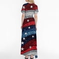 thumbnail image 5 of Women's Starry Design V-Neck Maxi Dress, Patriotic American Flag Inspired Summer Casual Long Dress for Independence Day 4th of July ,Vermilion L, 5 of 5
