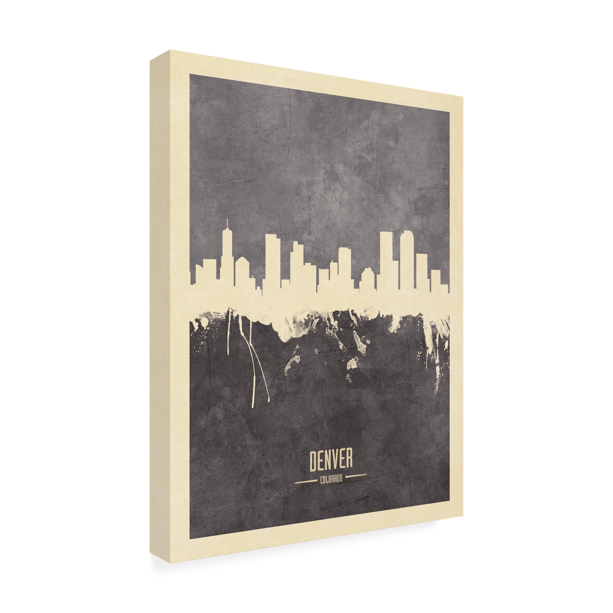 Michael Tompsett 'Denver Colorado Skyline Gray' Canvas Art