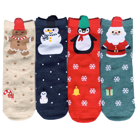 

4 Pairs Funny 3D Print Socks for Women Girls Christmas Socks