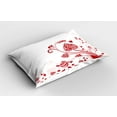 thumbnail image 2 of Ambesonne Valentine's Day Pillow Sham 2 Pack, Garden of Romance, 36"x20", White Red, 2 of 3
