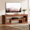 thumbnail image 4 of Finmind 63-inch TV Console Stand for 55/60/65/75-inch TVs, Farmhouse Entertainment Center with Open Storage Shelves, Walnut, 4 of 12
