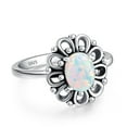 thumbnail image 2 of JQUEEN Opal Flower Ring 925 Sterling Silver Boho Ring Statement Ring for Women, 2 of 5