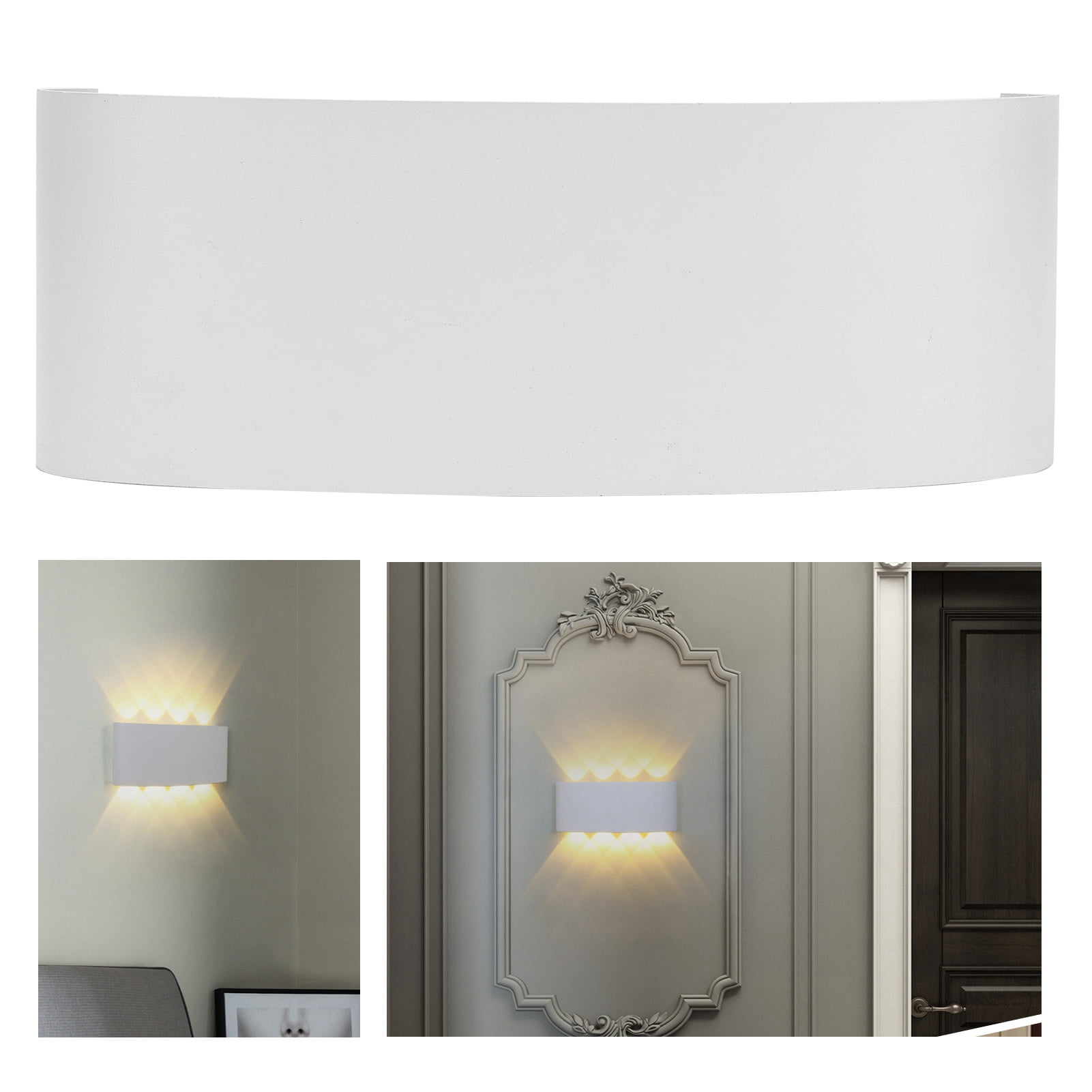 NFTIGB 8LED 8W Wall Sconce Waterproof Outdoor Wall Light Fixture, Warm Light 2000lm, White Aluminum Alloy Garden Patio Porch Corridor Exterior Decoration Lamp, AC85-265V (8.7 inches / 22.2 cm)