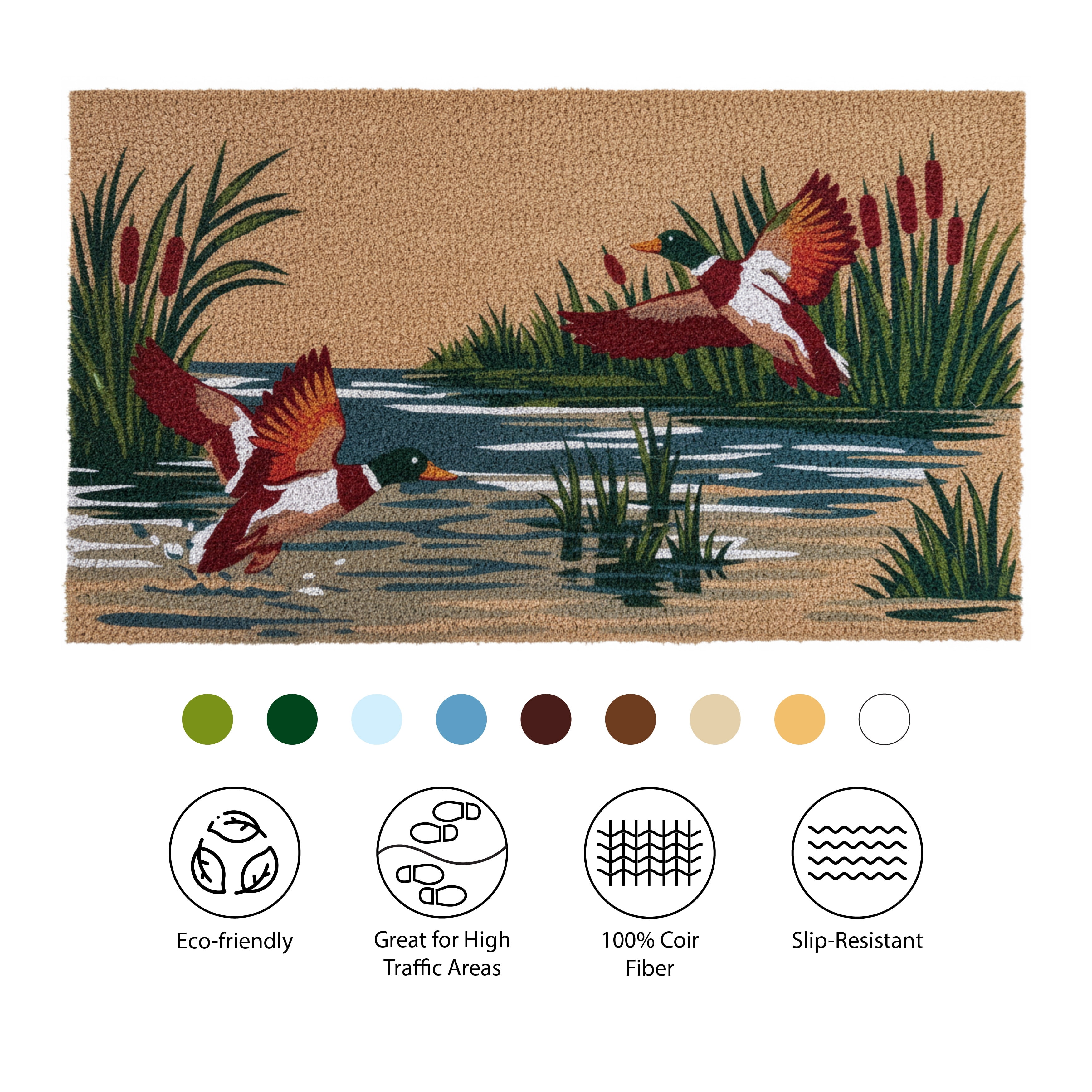 Marsh Landing Non Slip Vinyl Backing, Front Door Mat, Entryway Door Mat, 24"x36"