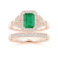 thumbnail image 4 of ANGARA Natural 1 Ct Aeon Vintage Style Emerald Halo Engagement Ring with Milgrain in 14K Rose Gold for Women (Size-7x5mm) | May Birthstone, Anniversary, Jewelry Gift for Women | Natural Emerald Ring, 4 of 10