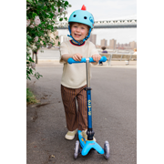Micro Mini Deluxe Foldable LED 3-Wheel Scooter for Kids Ages 2-5, Navy Blue