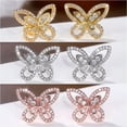 thumbnail image 2 of HOOUN Fashion Butterfly Crystal Zircon Earrings Stud Women Anniversary Drop Jewelry-Rose Gold, 2 of 7