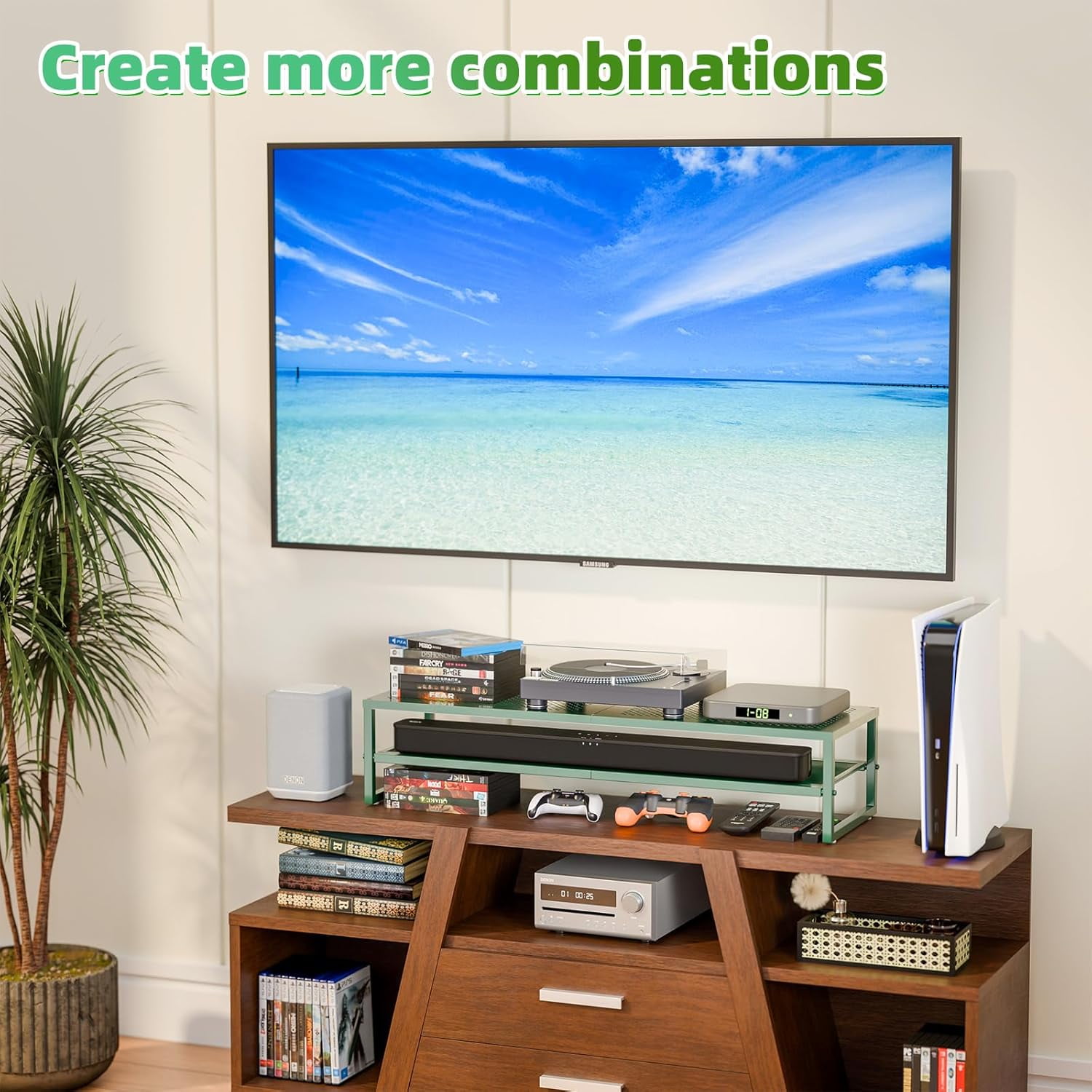 2-Tier Metal Dual Monitor Stand Base, suitable for organizing 2 monitors on a computer office desk, with 32