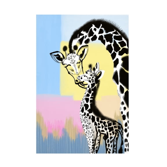 Canvas Wall Art - Meleshnie Govender 'Mama Giraffe And Baby' Wall Art for Living Room, Bedroom, or Office D?cor by Trademark Fine Art - 12 x 19 Inches