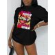 thumbnail image 1 of Stylish Beige Women's T-Shirt with Colorful Lip & Coconut Tree Graphic - Casual Round Neck Short Sleeve, 100% Polyester, Machine Washable - Perfect for Spring/Summer Fashion, 1 of 6