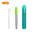 thumbnail image 3 of Unique Bargains 1 Set Reusable Telescopic Stainless Steel Straws with Silicone Nozzle, Green, 3 of 6