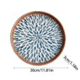 thumbnail image 3 of Rattan Shell Tray and Coaster Set, Rattan Serving Tray with Shell, Round Rattan Tray with Mother of Pearl Inlay, Wicker Tray with Natural Shell, Coffee Table Tray Decor, Serving Tray for Bread Fruits, 3 of 3