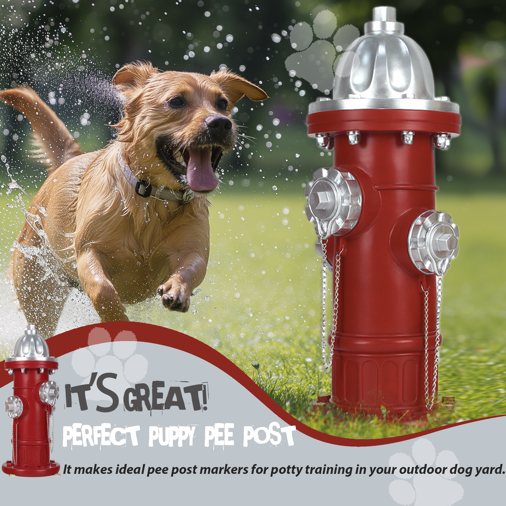 Dog Fire Hydrant Pee Post, Prefdo Puppy Pee Post Training Statue, Indoor Outdoor Fire Hydrant Decor Figurines for Yard Art Garden Lawn, Gift for Fireman (14.5 inch )