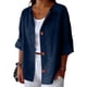 thumbnail image 3 of TaTaai Women's Summer Cardigan Top V-Neck Long Sleeve Linen Cotton Blend Button Front Loose Fit Casual Blouse Gift, 3 of 4