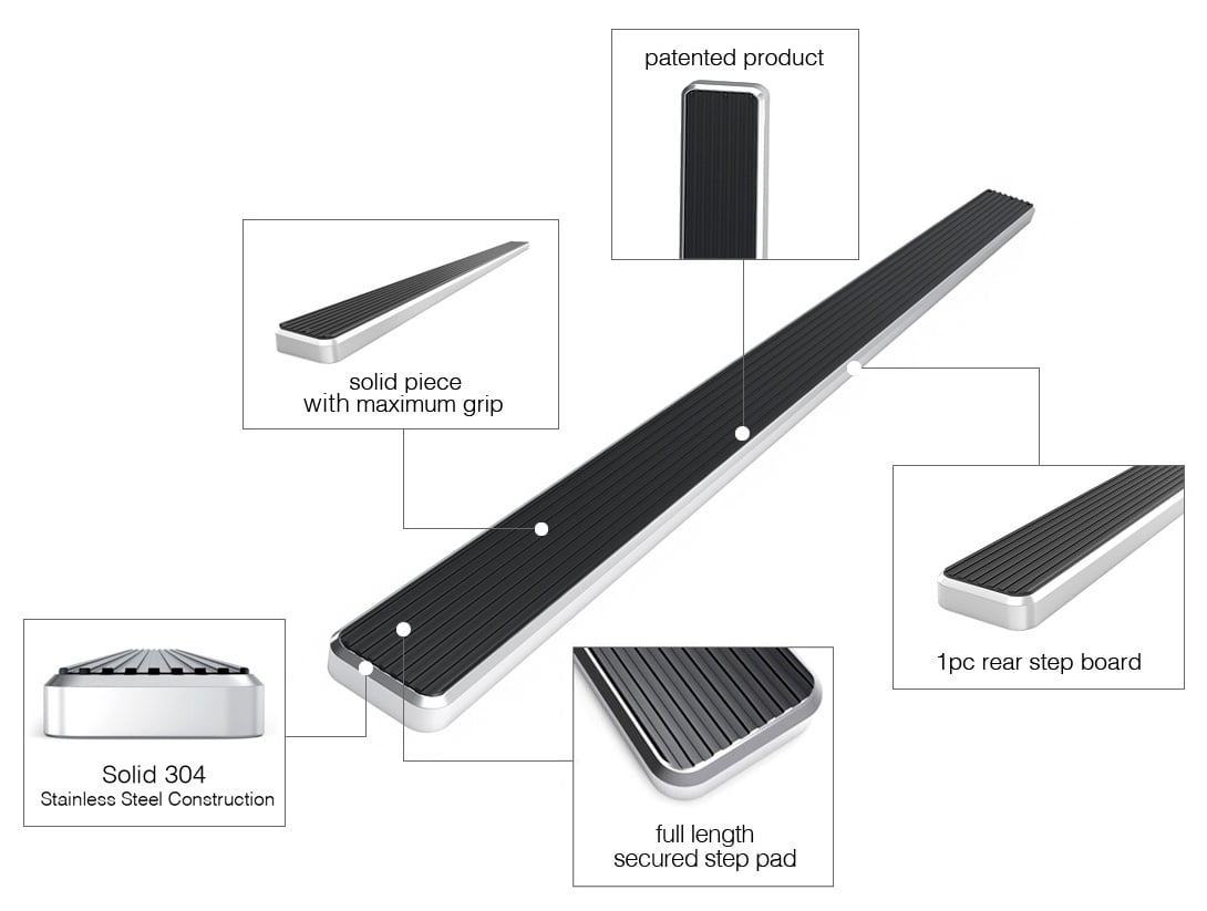 APS Rear Step Bar 5in Silver Compatible with Dodge Sprinter 2007-2009 Full Size Van & Mercedes-Benz Sprinter 10-26(Exclude Passenger Van With Rear A/C and 2015 4X4) (Side Steps Side Bars)