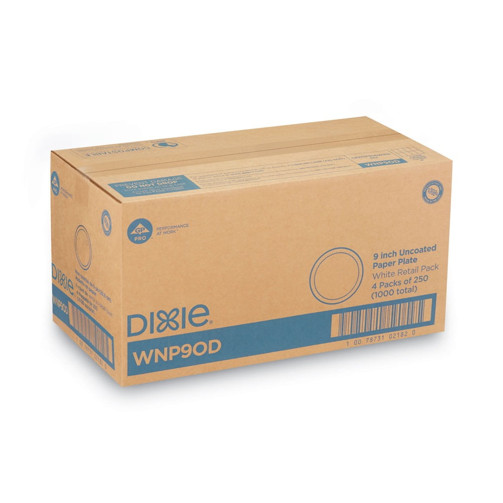  Dixie WNP9OD White Paper Plates, 9 dia, 250/Pack, 4  Packs/Carton : Health & Household