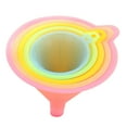 thumbnail image 1 of Juego de 5 embudos de cocina compactos, apilables y coloridos, aptos para uso alimentario, para uso diario., 1 of 8