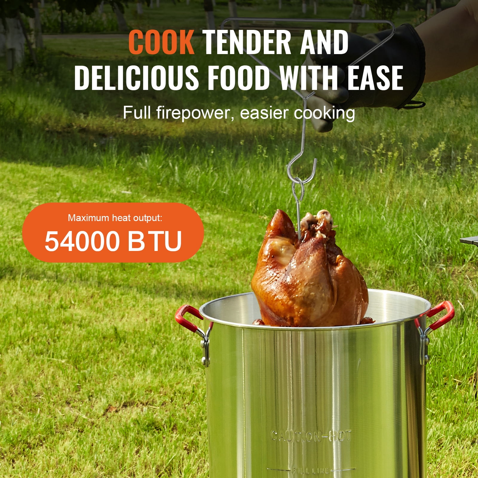 KFFKFF 30-Quart Turkey Fryer Propane Boiler Steamer Stock Pot Aluminum Outdoor