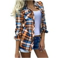 thumbnail image 2 of HongQid Women's Plaid Button Down Shirts Cotton Casual Long Sleeve Flannel Shirt Tops with Pocket, 2 of 6