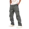 thumbnail image 2 of YABCSAZ Mens Cargo Pants Mid Rise Straight Leg Multi Pocket Breathable Casual Work Pants Cotton Blend Outdoor Joggers Streetwear Trousers with Pockets for Men, 2 of 8