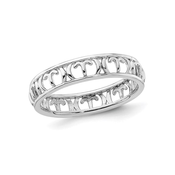 Gem & Harmony Sterling Silver Aries Zodiac Astrology Ring Band for Women