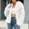 thumbnail image 4 of Levmjia Women's Faux Fur Coat Lapel Collar Long Sleeve Winter Warm Outerwear Fluffy Plush Jacket Open Front Solid Color, 4 of 7