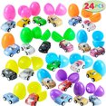 thumbnail image 2 of JOYIN Premium 24 piezas huevos de Pascua llenos con autos de juguete, huevo colorido brillante de 2.25 "prellenado con vehículos pull back para niños Caza de huevos de Pascua, rellenadores de canasta, 2 of 2