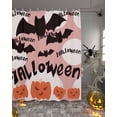 thumbnail image 2 of Halloween Pumpkin Yellow Black Bat Pink Texture Shower Curtain Set ，Waterproof Fabric Shower Curtains Shower Curtains for Bathroom,Bathroom Decor 36"x72", 2 of 6