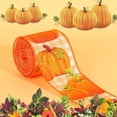 thumbnail image 2 of Orange Pumpkin Ribbon Autumn Harvest Overlock Ribbon 180 Inches of Craft Ribbon, 2 of 10